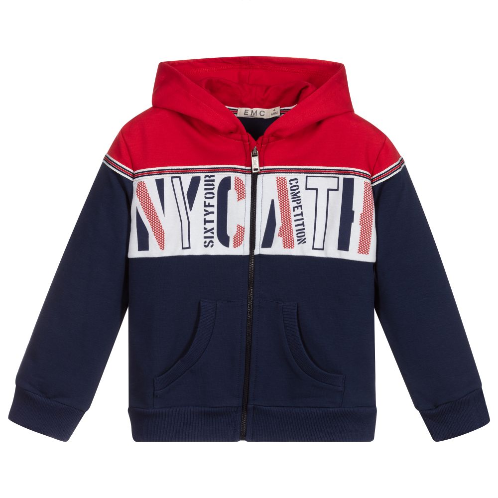 Everything Must Change - Blue & Red Cotton Zip-Up Top | Childrensalon