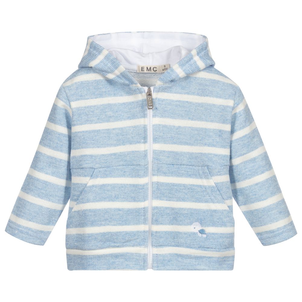 Everything Must Change-Blue Striped Hooded Zip-Up Top | Childrensalon Outlet