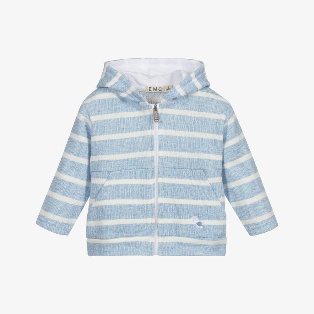 Everything Must Change-Blue Striped Hooded Zip-Up Top | Childrensalon Outlet