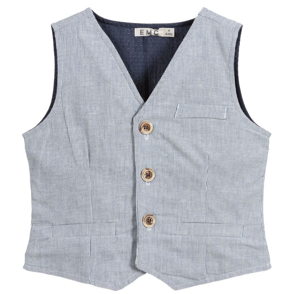 Everything Must Change - Blue Striped Waistcoat | Childrensalon