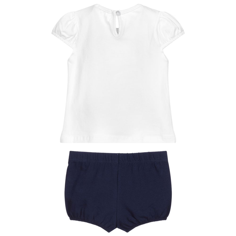 افريثينغ مست تشاينج-Blue & White Cotton Shorts Set | Childrensalon Outlet