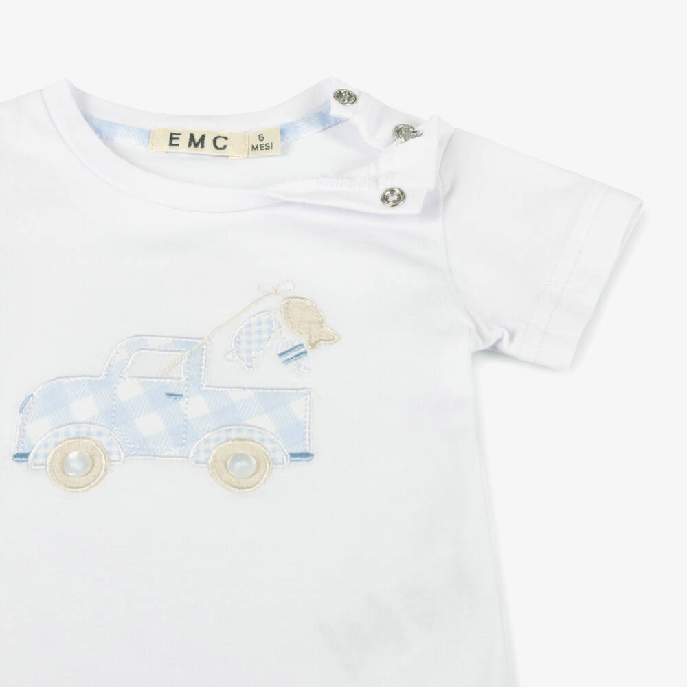 Everything Must Change-Boys Azure Checkered Linen Ensemble | Childrensalon Outlet
