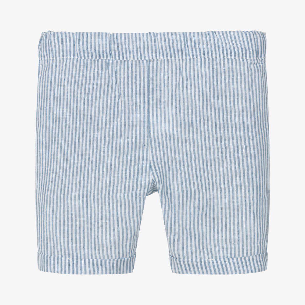 Everything Must Change-Boys Azure Striped Linen-Cotton Shorts | Childrensalon Outlet