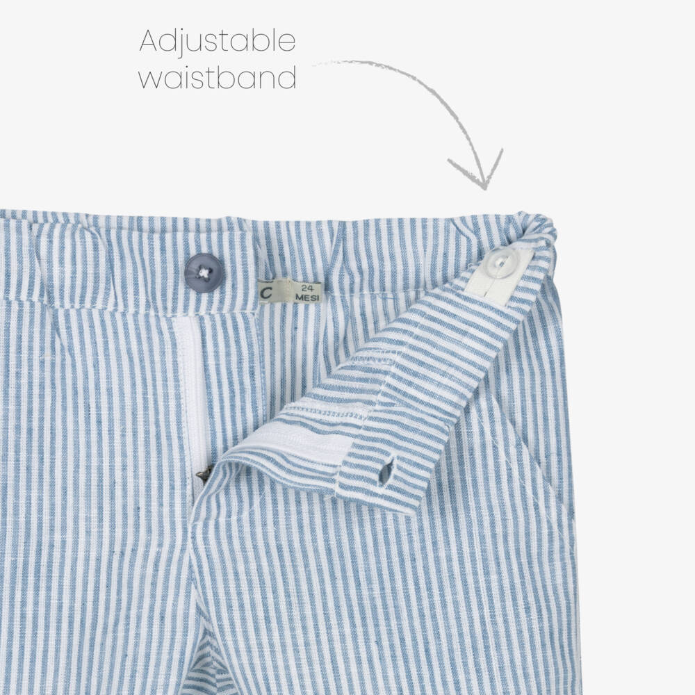 Everything Must Change-Boys Azure Striped Linen-Cotton Shorts | Childrensalon Outlet
