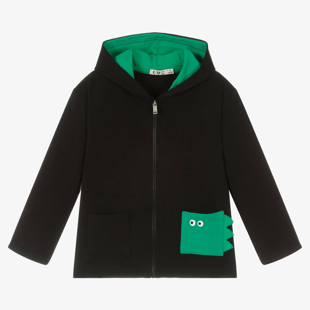Everything Must Change-Boys Black Cotton Crocodile Zip-Up Hoodie | Childrensalon Outlet