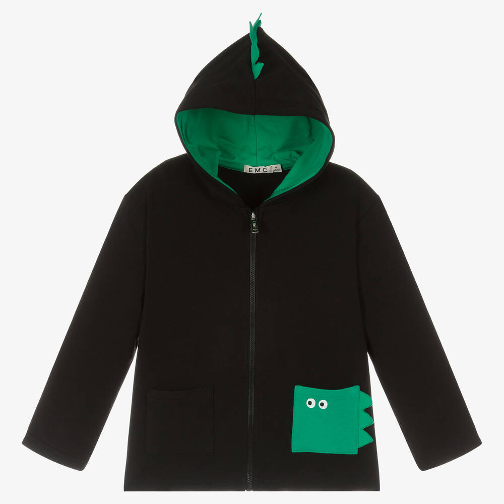 Everything Must Change - Boys Black Cotton Crocodile Zip-Up Hoodie | Childrensalon