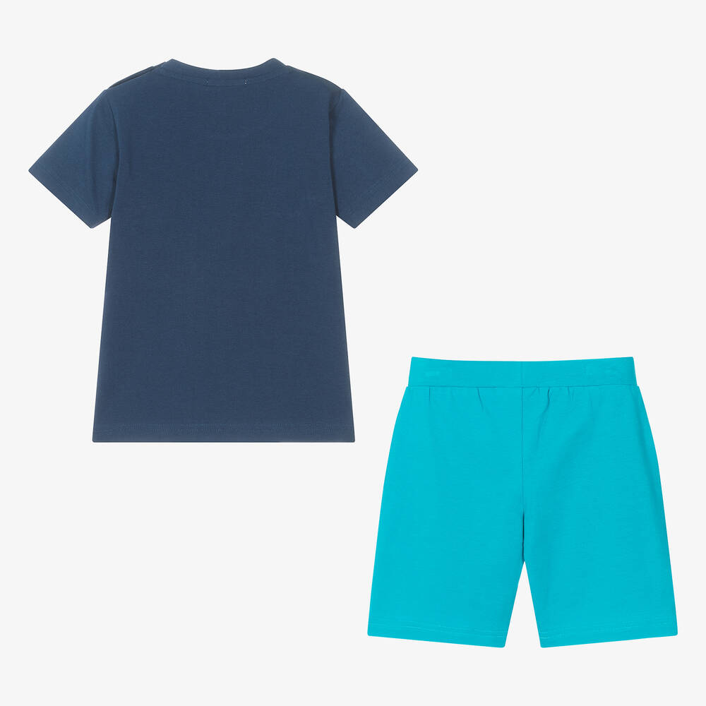 Everything Must Change-Boys Blue Cotton Skateboard Shorts Set | Childrensalon Outlet