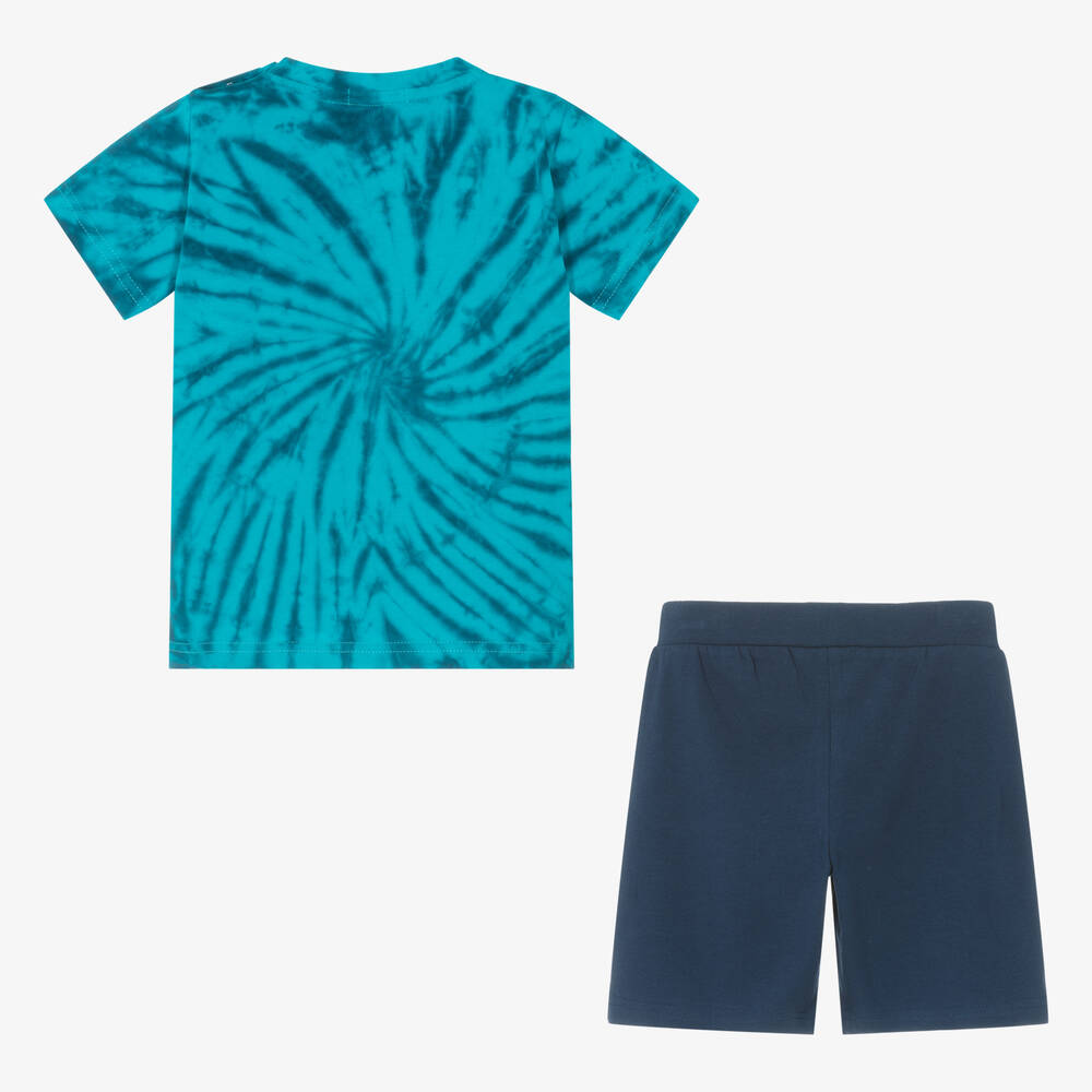 Everything Must Change-Boys Blue Cotton Tie-Dye Shorts Set | Childrensalon Outlet