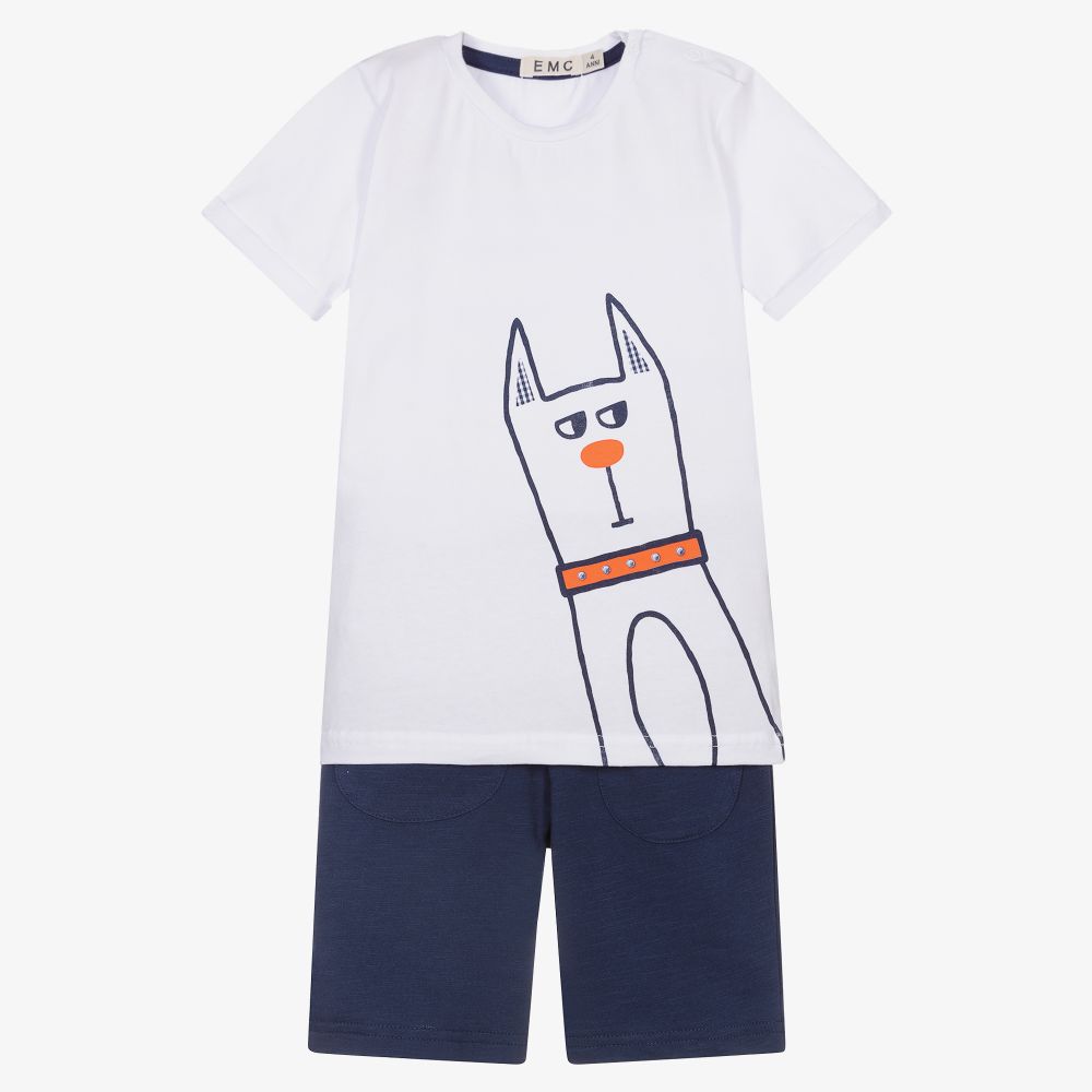 Everything Must Change - Blaues Shorts-Set mit Hund (J) | Childrensalon