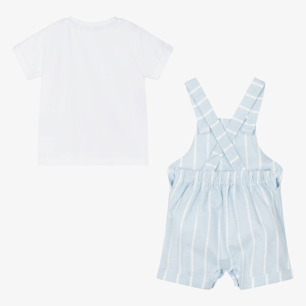 Everything Must Change-Boys Blue Linen Dungaree Shorts Set | Childrensalon Outlet