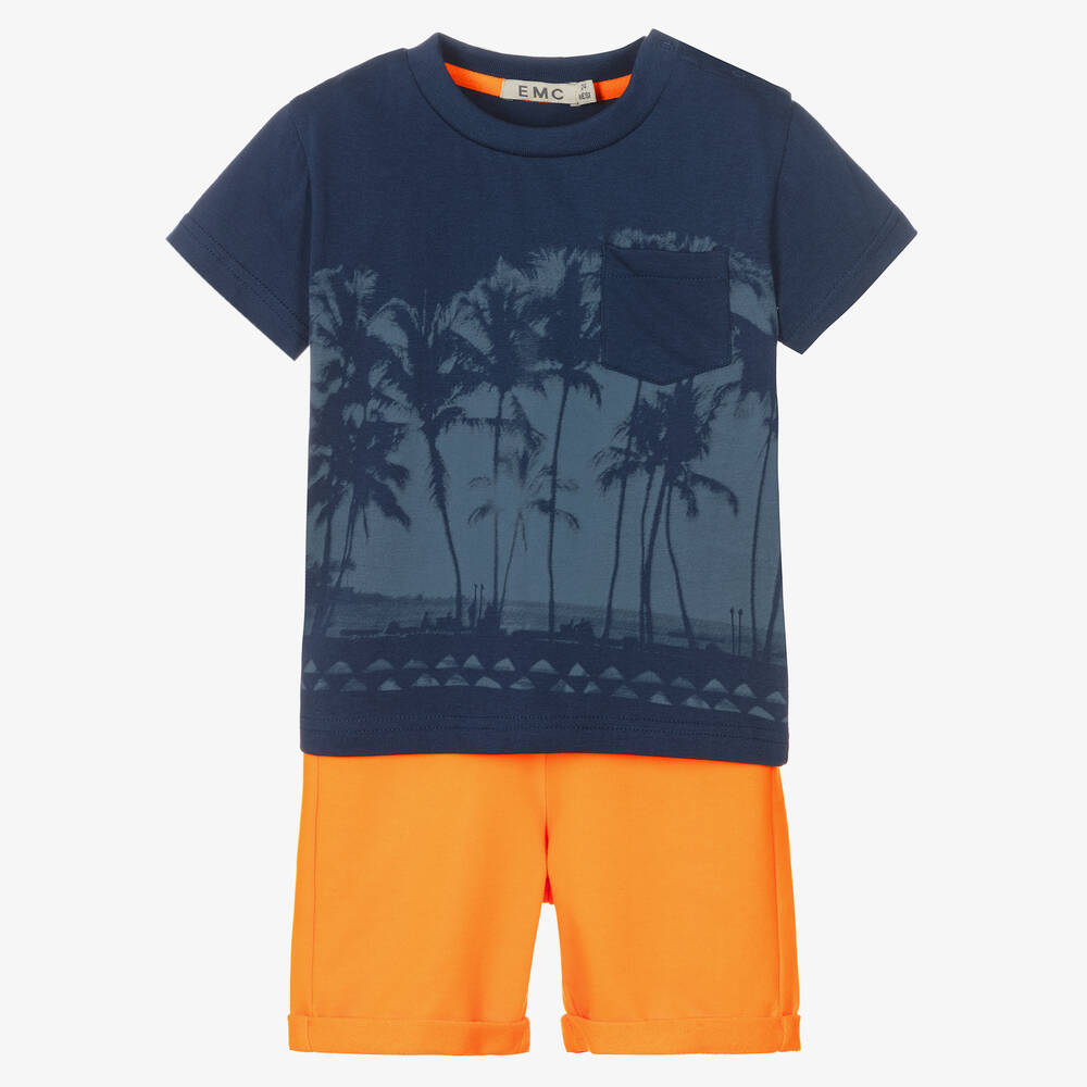 Everything Must Change - Ensemble short bleu orange palmiers | Childrensalon