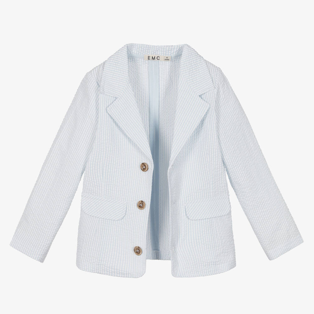 Everything Must Change-Голубой хлопковый блейзер в тонкую полоску | Childrensalon Outlet