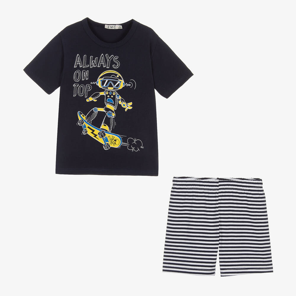 Everything Must Change-Boys Blue Striped Cotton Pyjamas | Childrensalon Outlet