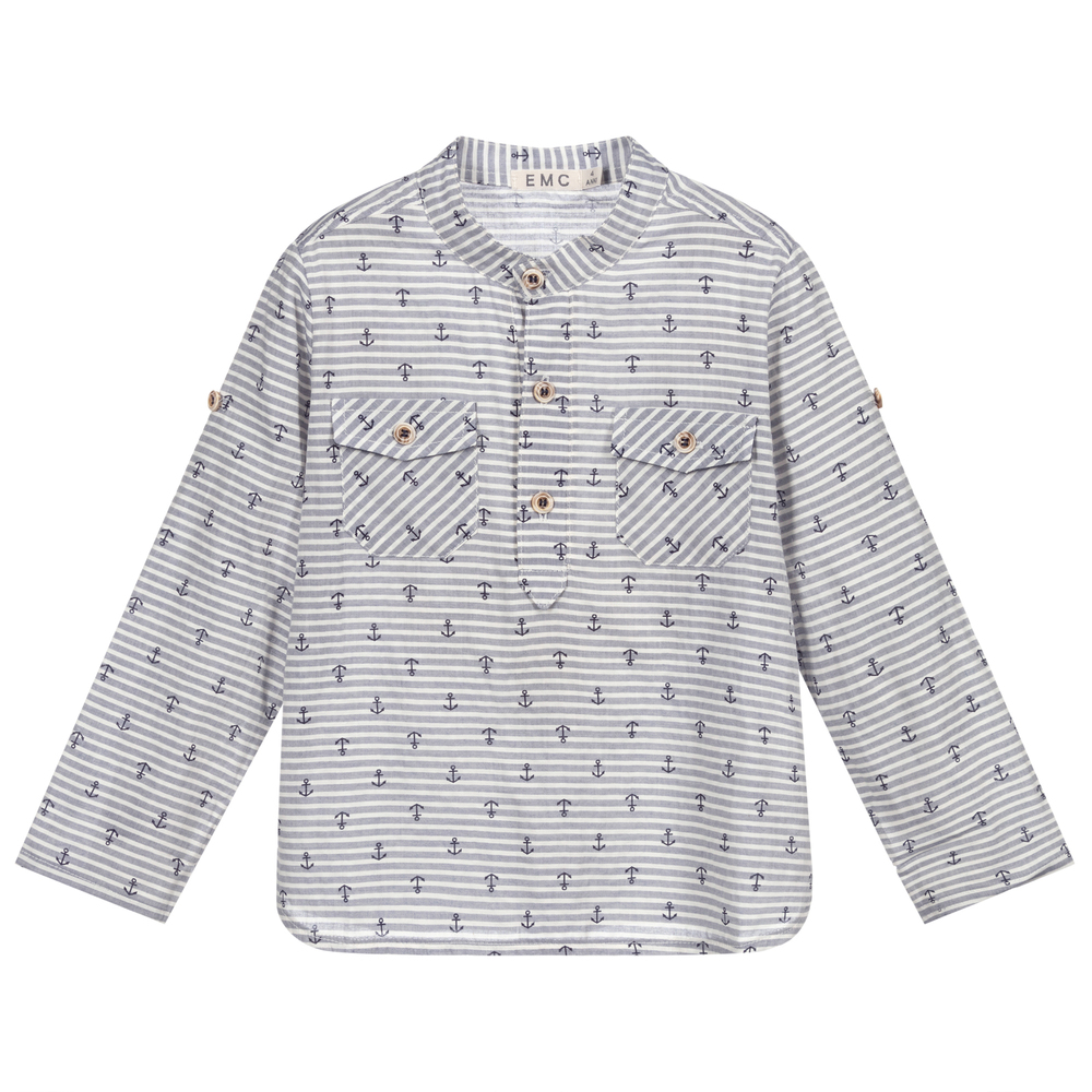 Everything Must Change-Boys Blue Striped Shirt | Childrensalon Outlet