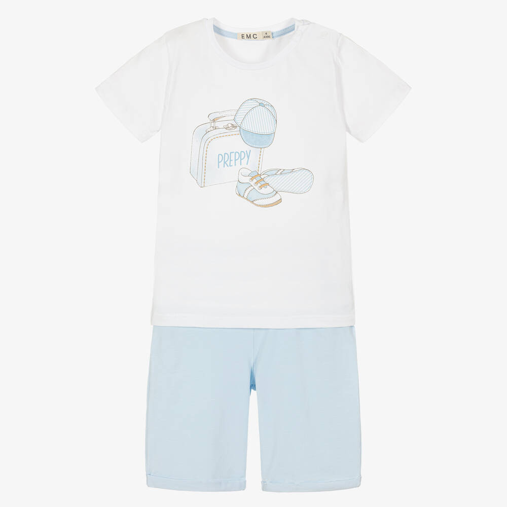 Everything Must Change-Белая футболка и голубые шорты из хлопка | Childrensalon Outlet