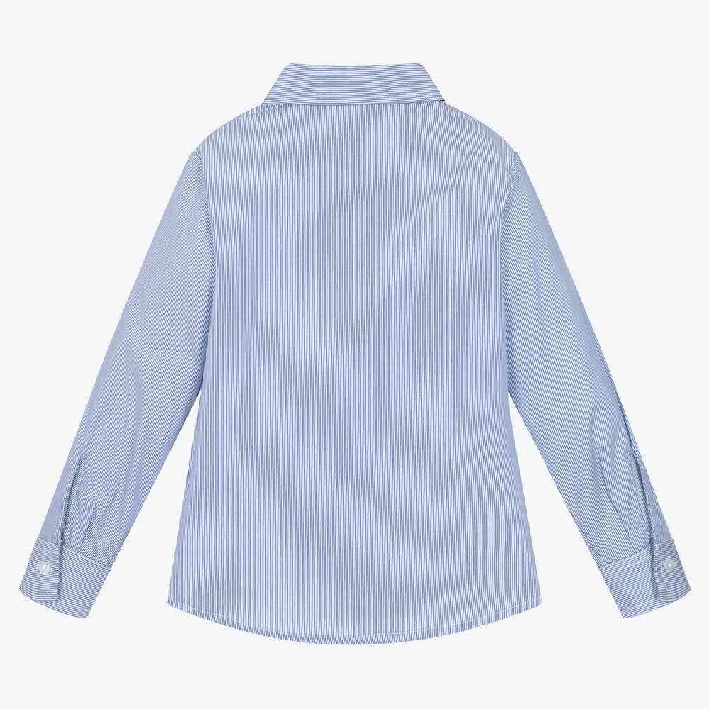 Everything Must Change-قميص قطن بوبلين مقلم لون أزرق وأبيض للأولاد | Childrensalon Outlet