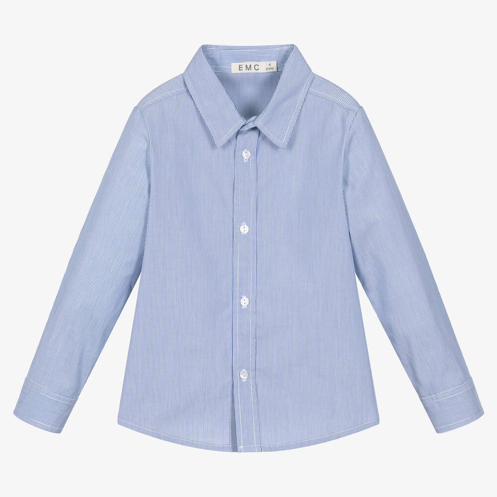 Everything Must Change - Boys Blue & White Striped Cotton Shirt | Childrensalon