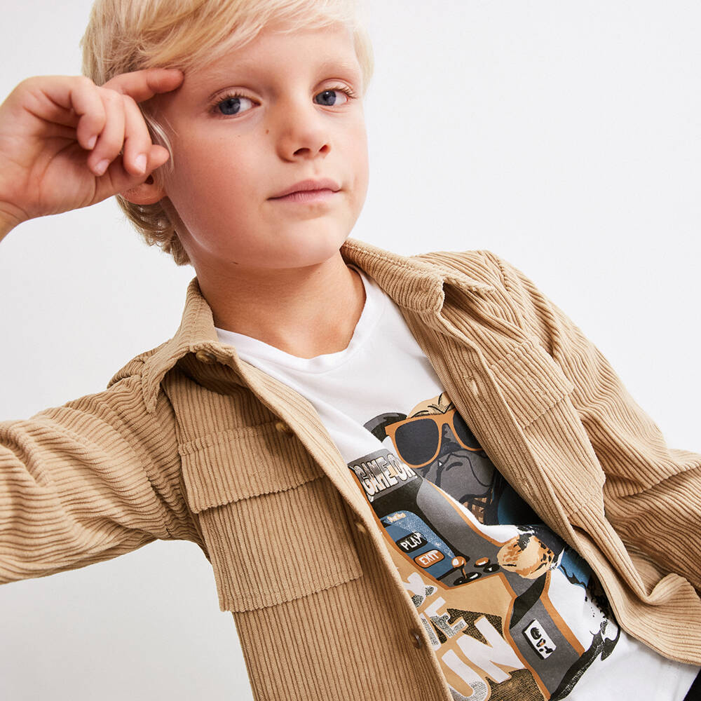 Everything Must Change-Boys Corduroy Beige Shirt | Childrensalon Outlet