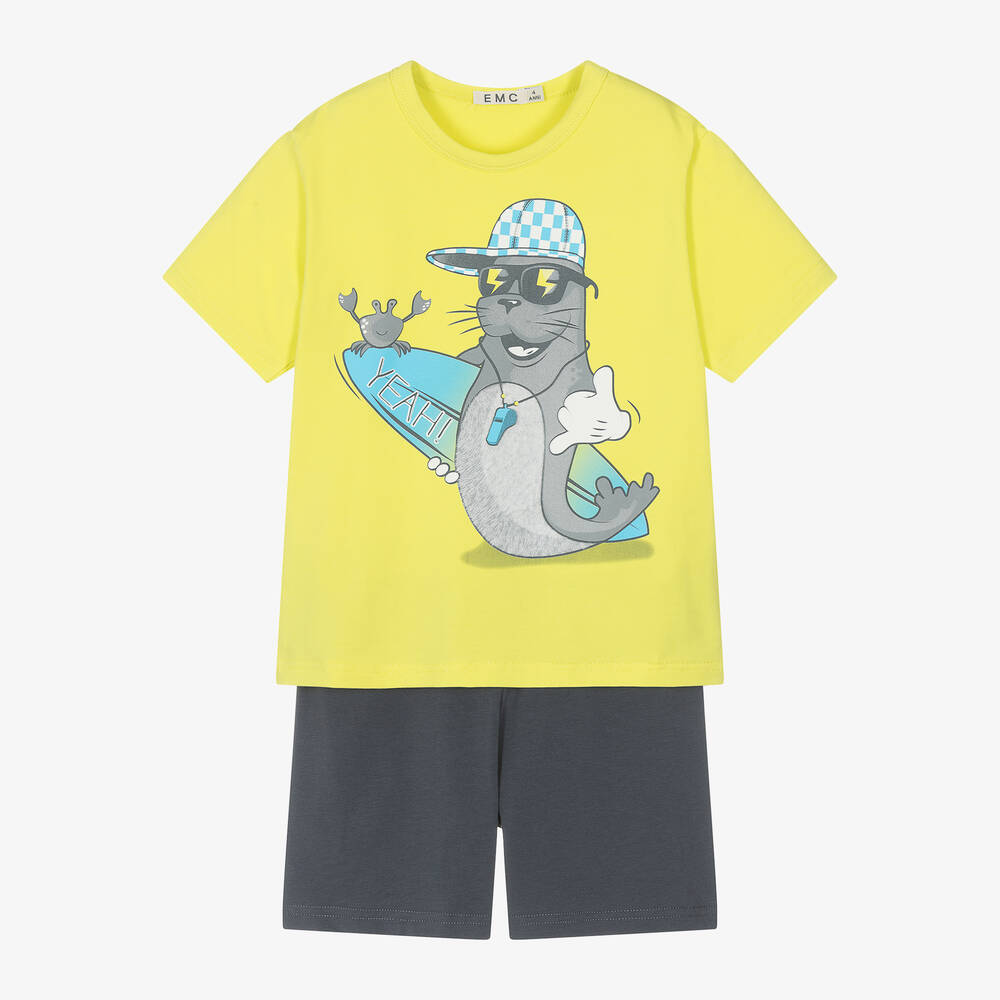 Everything Must Change-Boys Green Cotton Seal Print Pyjamas | Childrensalon Outlet