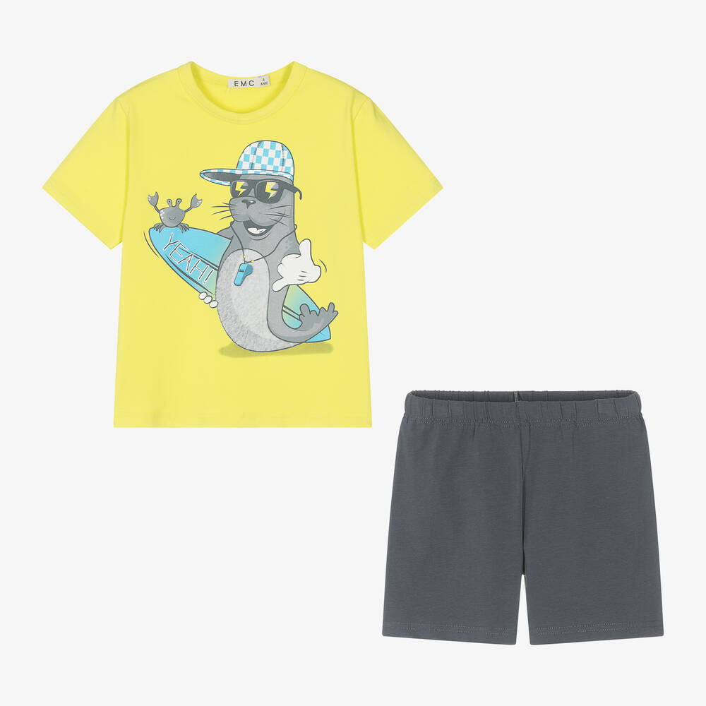 Everything Must Change-Boys Green Cotton Seal Print Pyjamas | Childrensalon Outlet