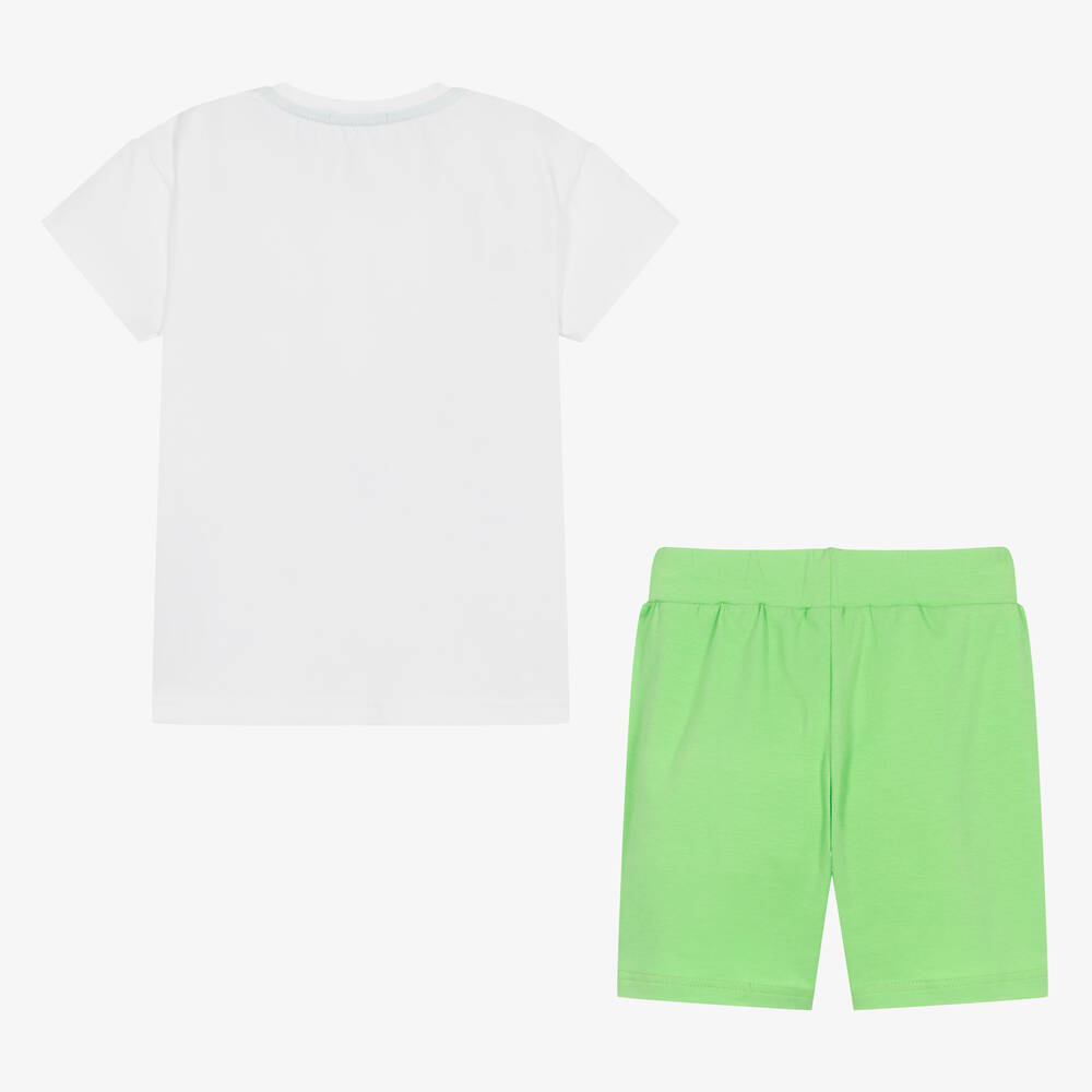 Everything Must Change-طقم شورت قطن جيرسي لون أخضر وأبيض للأولاد | Childrensalon Outlet