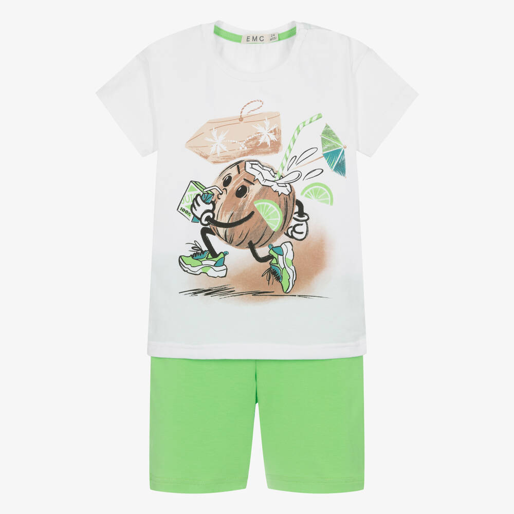 Everything Must Change-Boys Green Cotton Shorts Set | Childrensalon Outlet