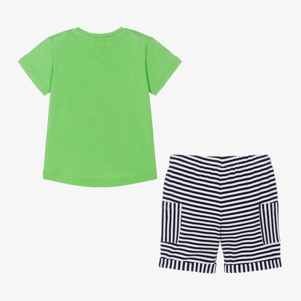 Everything Must Change-طقم شورت قطن جيرسي لون أخضر وكحلي للأولاد | Childrensalon Outlet