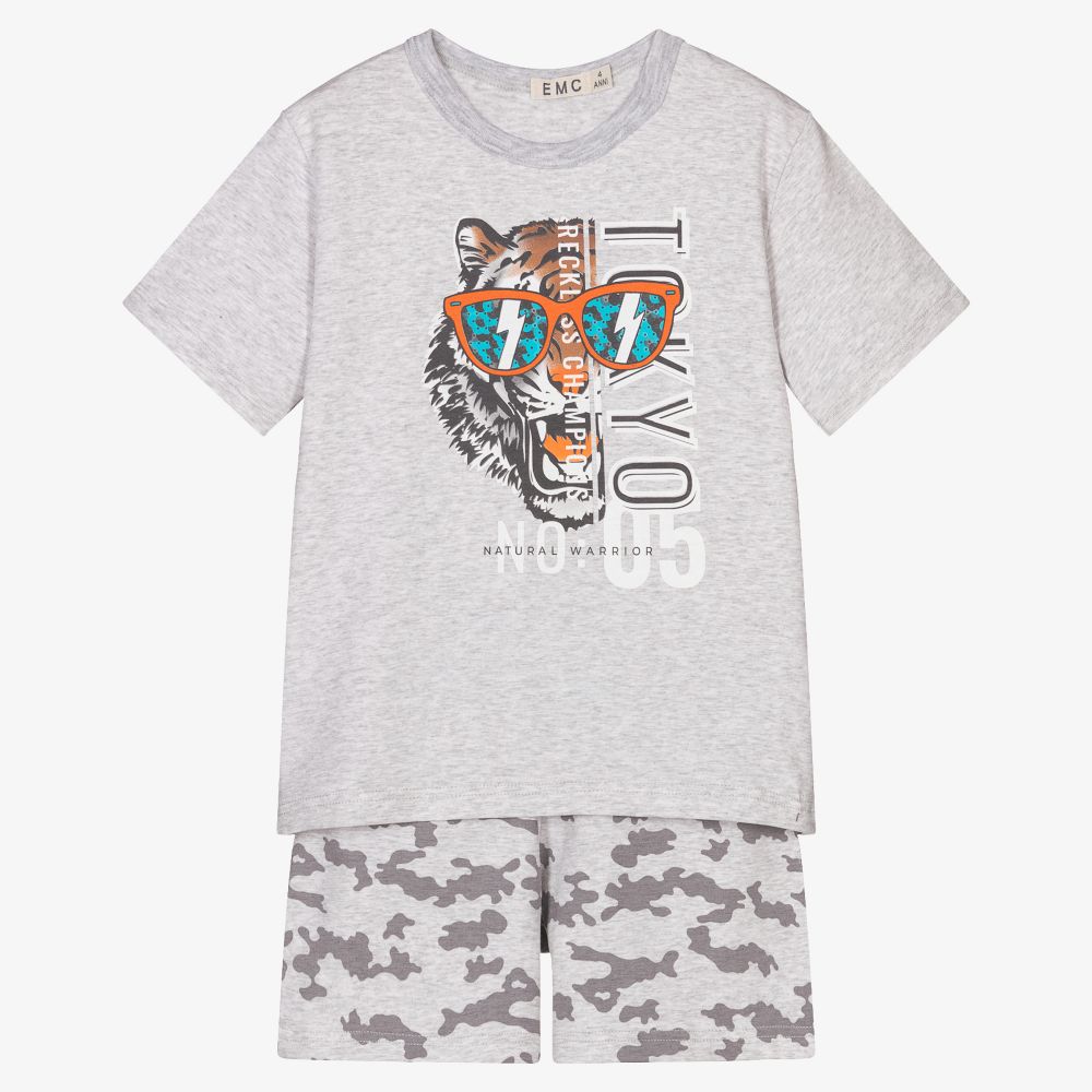 Everything Must Change - Boys Grey Cotton Short Pyjamas | Childrensalon