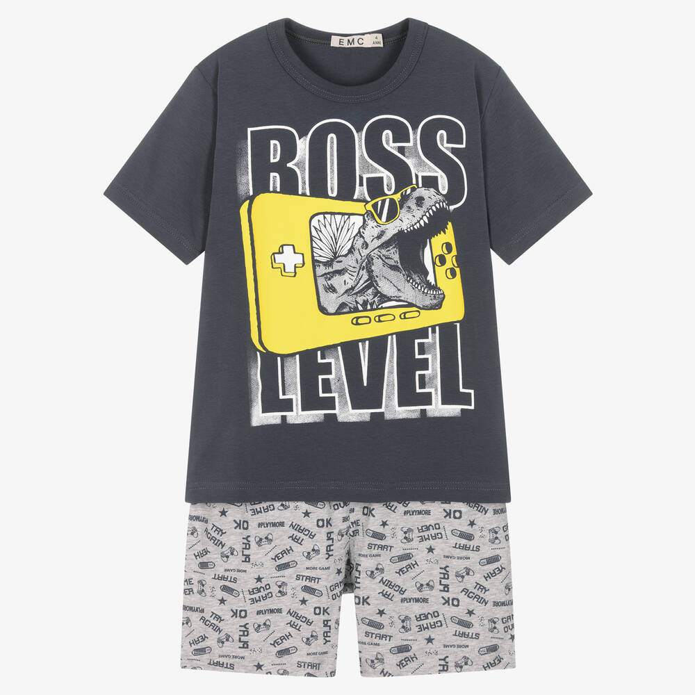 Everything Must Change - Boys Grey Cotton Short Pyjamas | Childrensalon