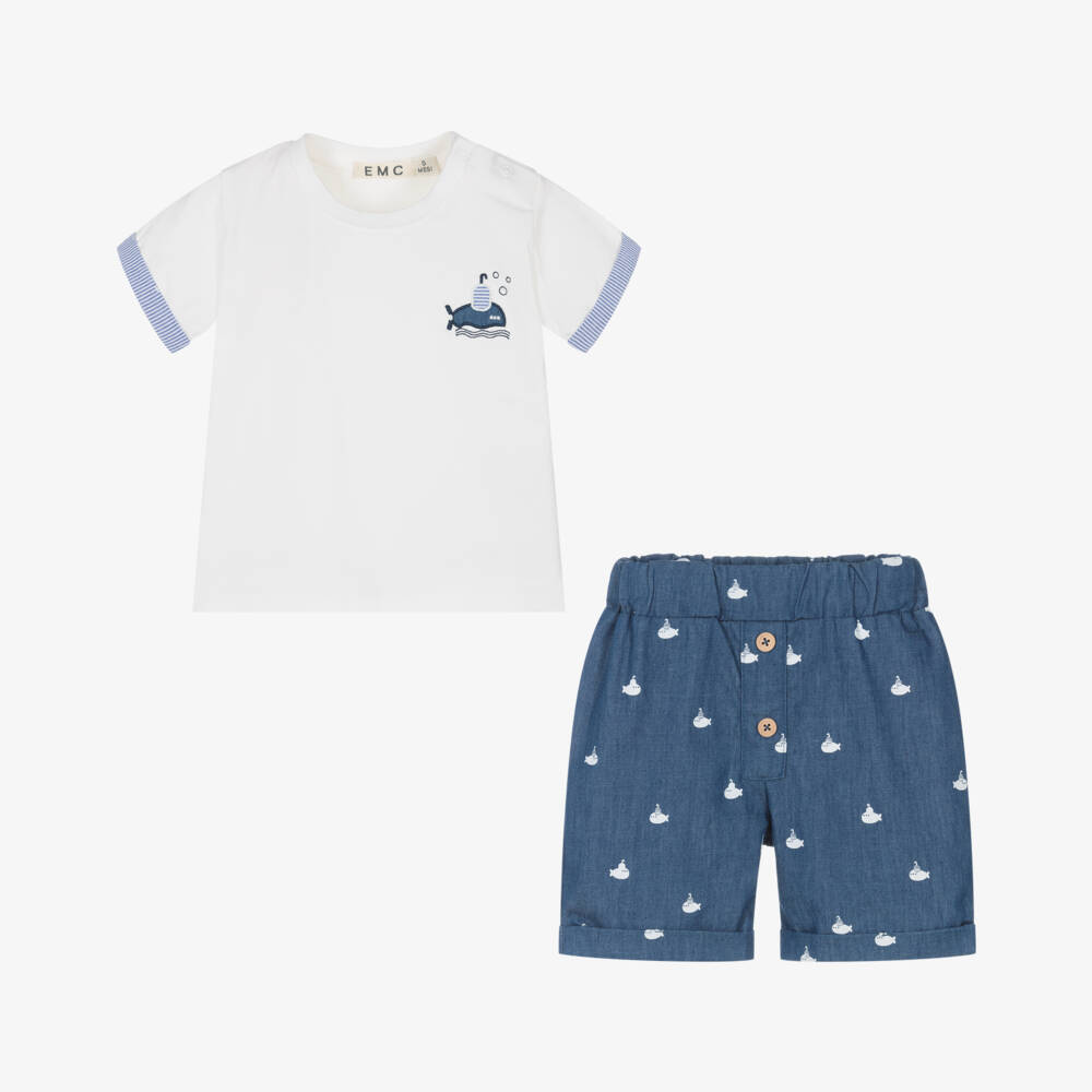 Everything Must Change-Boys Ivory & Blue Submarine Set | Childrensalon Outlet
