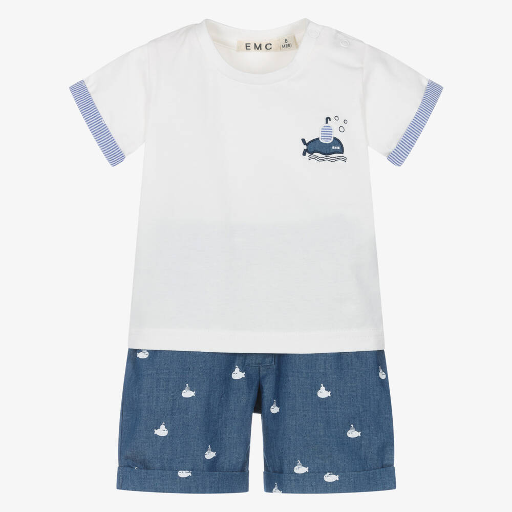 Everything Must Change-Boys Ivory & Blue Submarine Set | Childrensalon Outlet