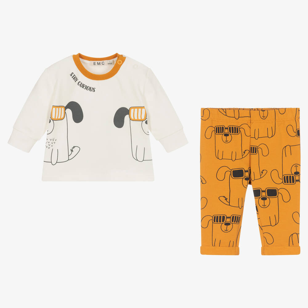 Everything Must Change-Boys Ivory & Orange Cotton Trouser Set | Childrensalon Outlet