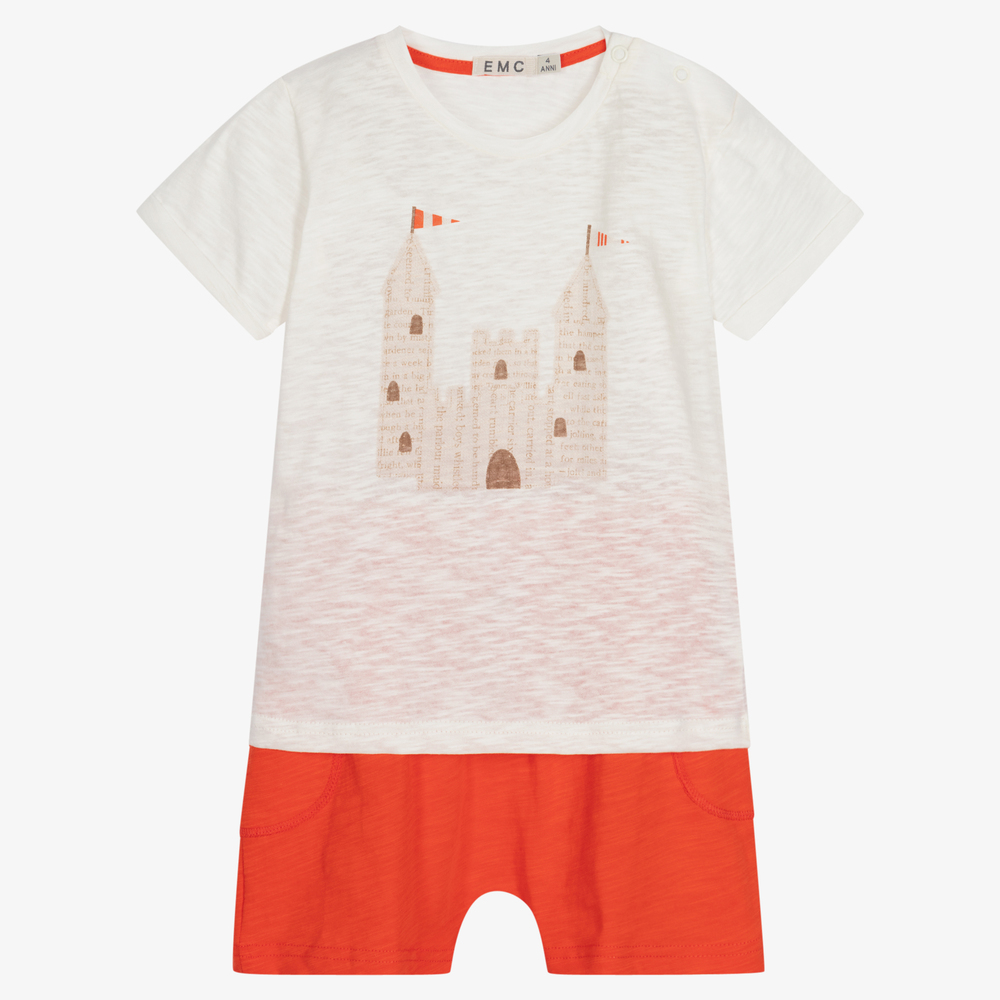 Everything Must Change - Кремовый топ и оранжевые шорты для мальчиков | Childrensalon