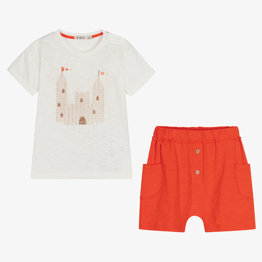 Everything Must Change-Кремовый топ и оранжевые шорты для мальчиков | Childrensalon Outlet