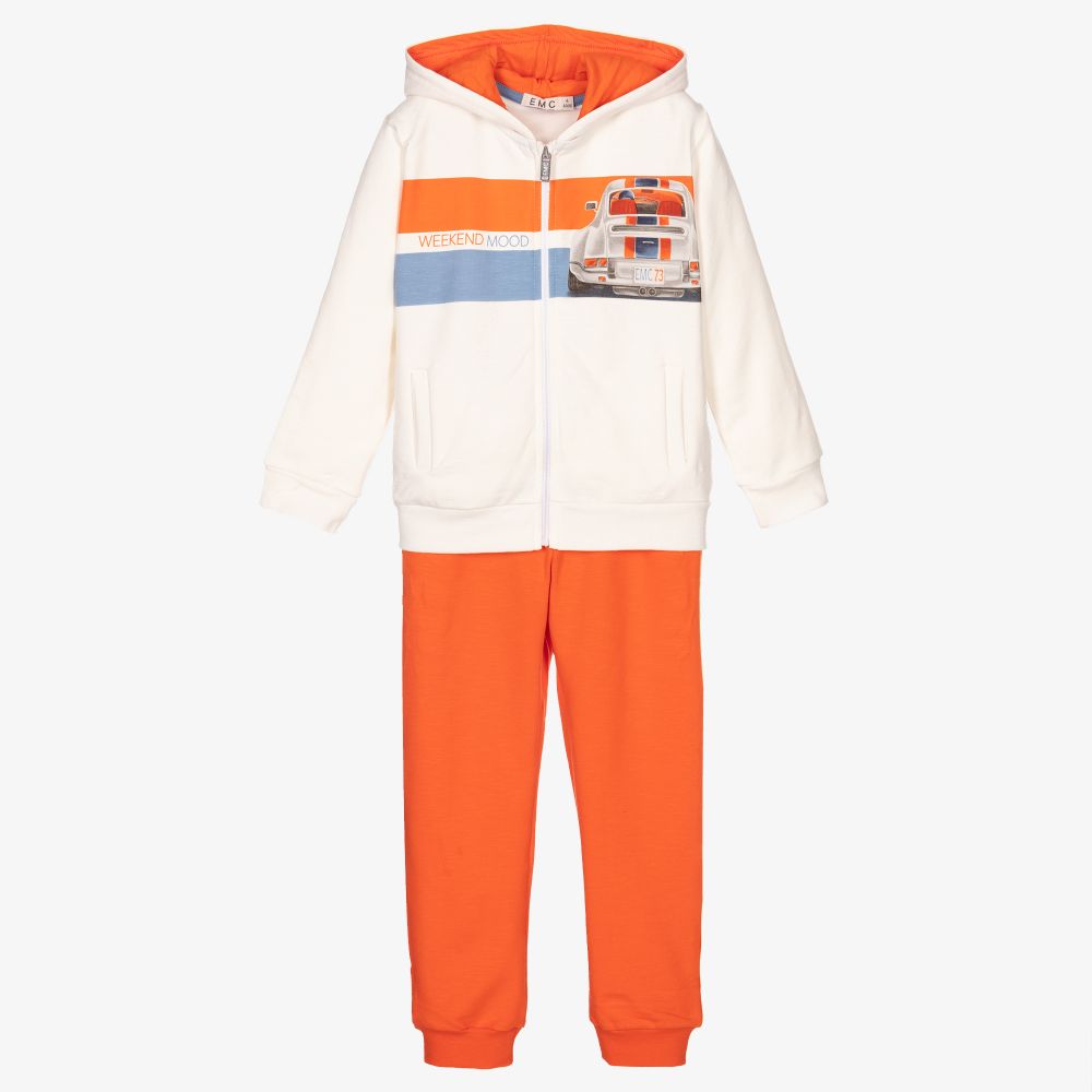 Everything Must Change - Boys Ivory & Orange Tracksuit  | Childrensalon