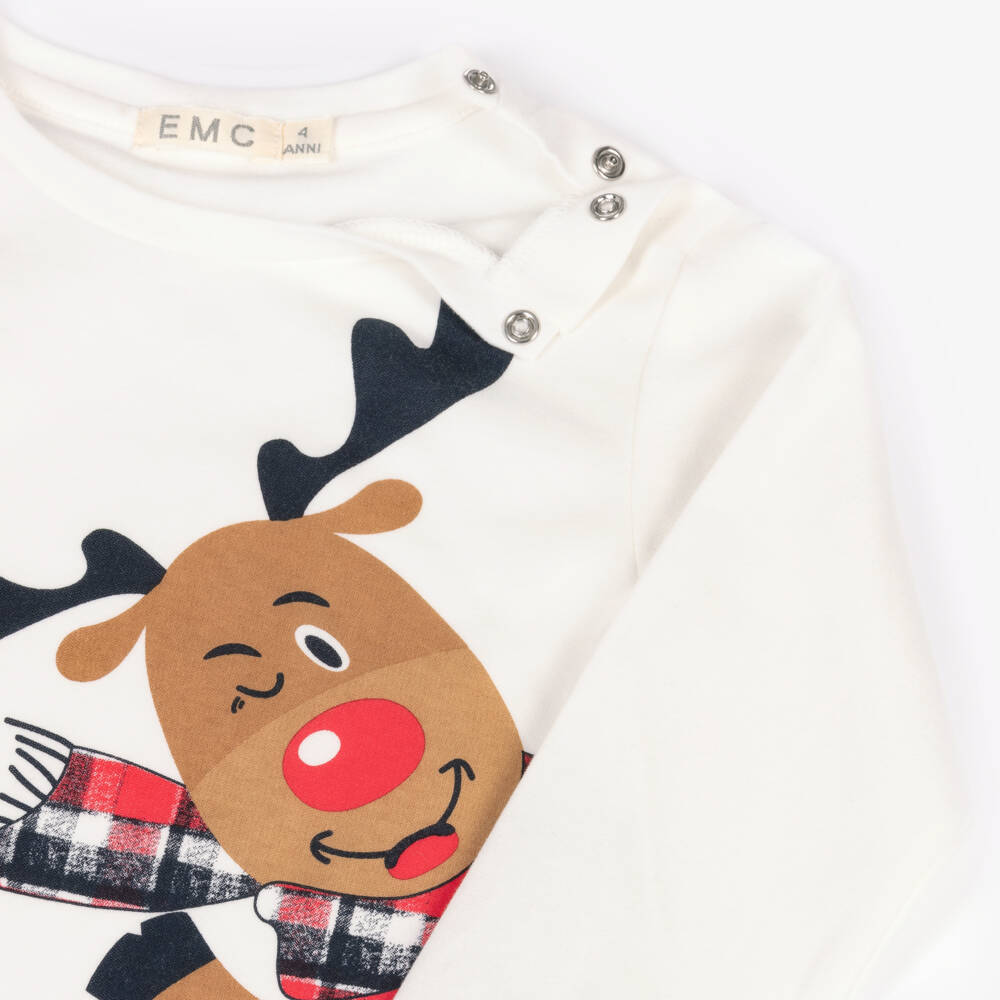 Everything Must Change-Boys Ivory Reindeer Jersey Top | Childrensalon Outlet