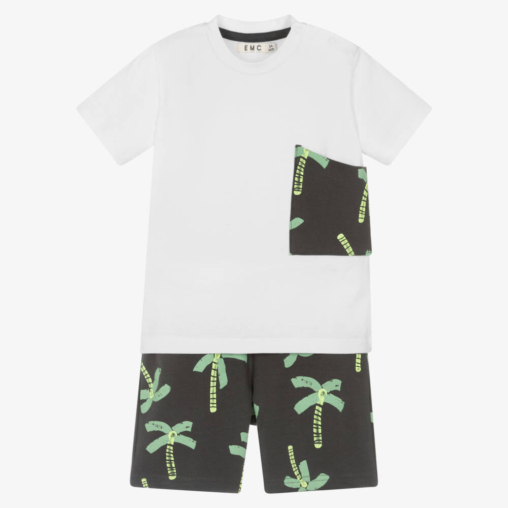 Everything Must Change-Boys Ivory & Slate Cotton Ensemble | Childrensalon Outlet