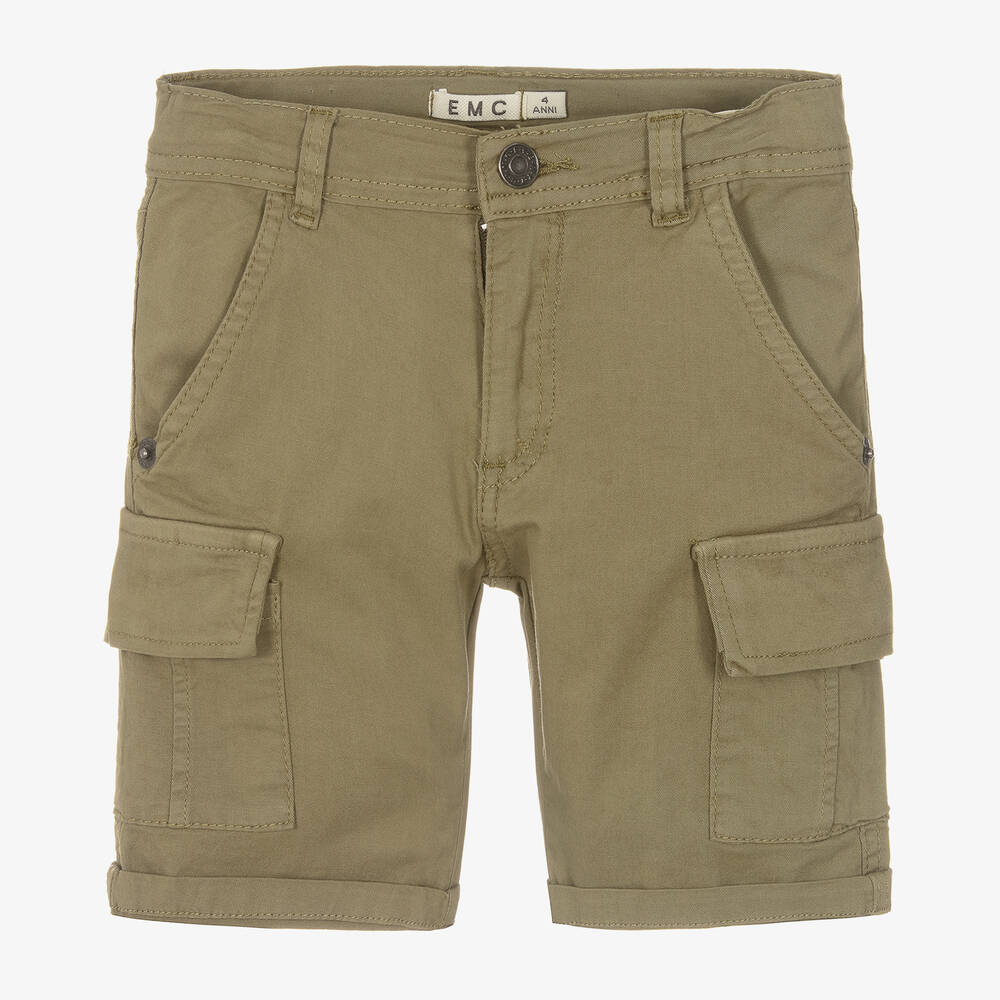 Everything Must Change-Boys Khaki Green Cotton Cargo Shorts | Childrensalon Outlet