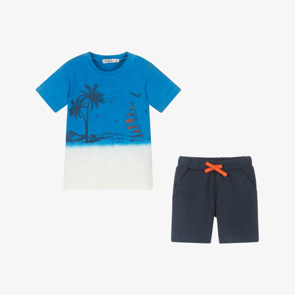 Everything Must Change-Boys Nautical Blue Shorts Ensemble | Childrensalon Outlet