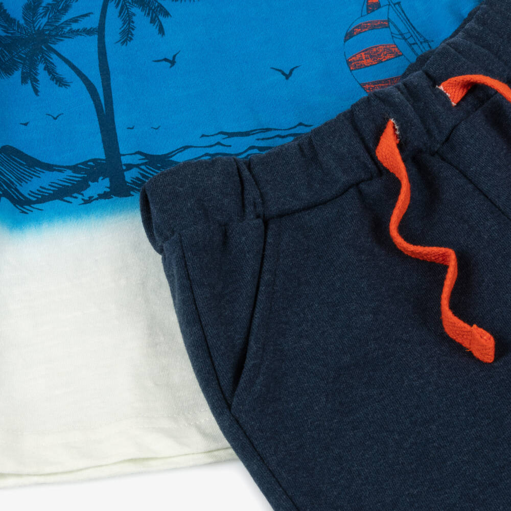 Everything Must Change-Boys Nautical Blue Shorts Ensemble | Childrensalon Outlet