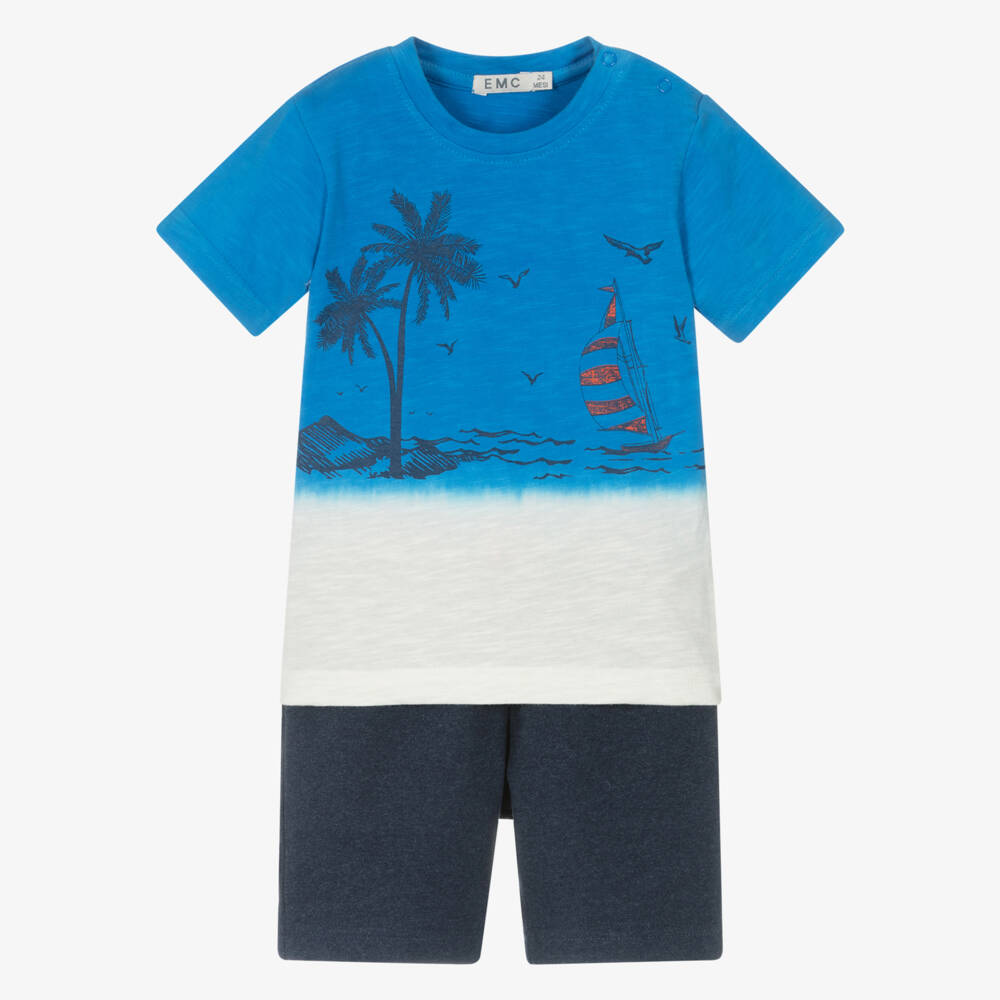 Everything Must Change-Boys Nautical Blue Shorts Ensemble | Childrensalon Outlet