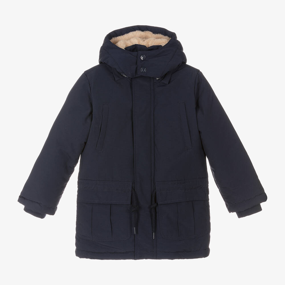 Everything Must Change - Boys Navy Blue Hooded Coat | Childrensalon