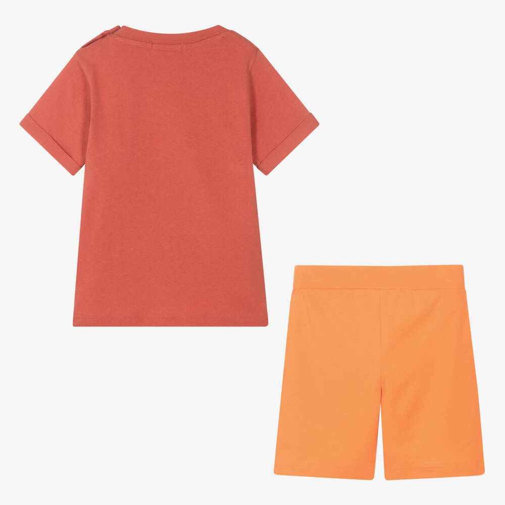 Everything Must Change-Boys Orange Cotton Car Print Shorts Set | Childrensalon Outlet