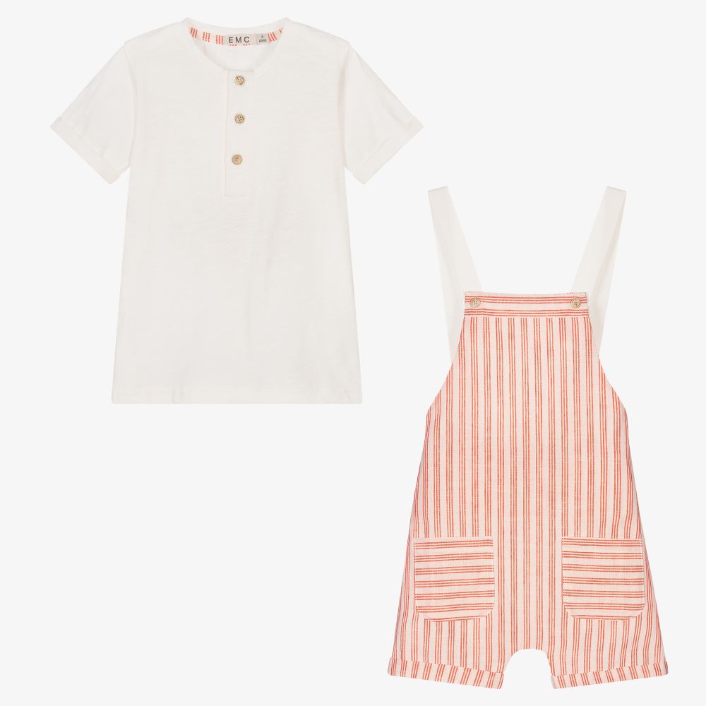 Everything Must Change-Boys Orange Dungarees Set | Childrensalon Outlet