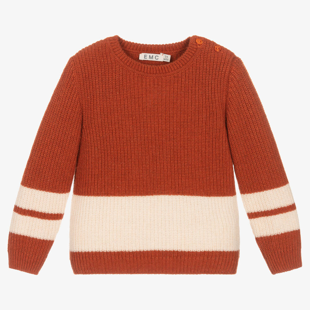 Boys Orange Ivory Knitted Sweater