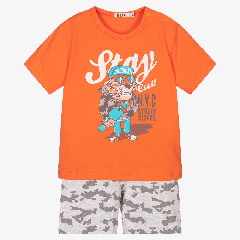 Everything Must Change - Boys Orange Short Pyjamas | Childrensalon