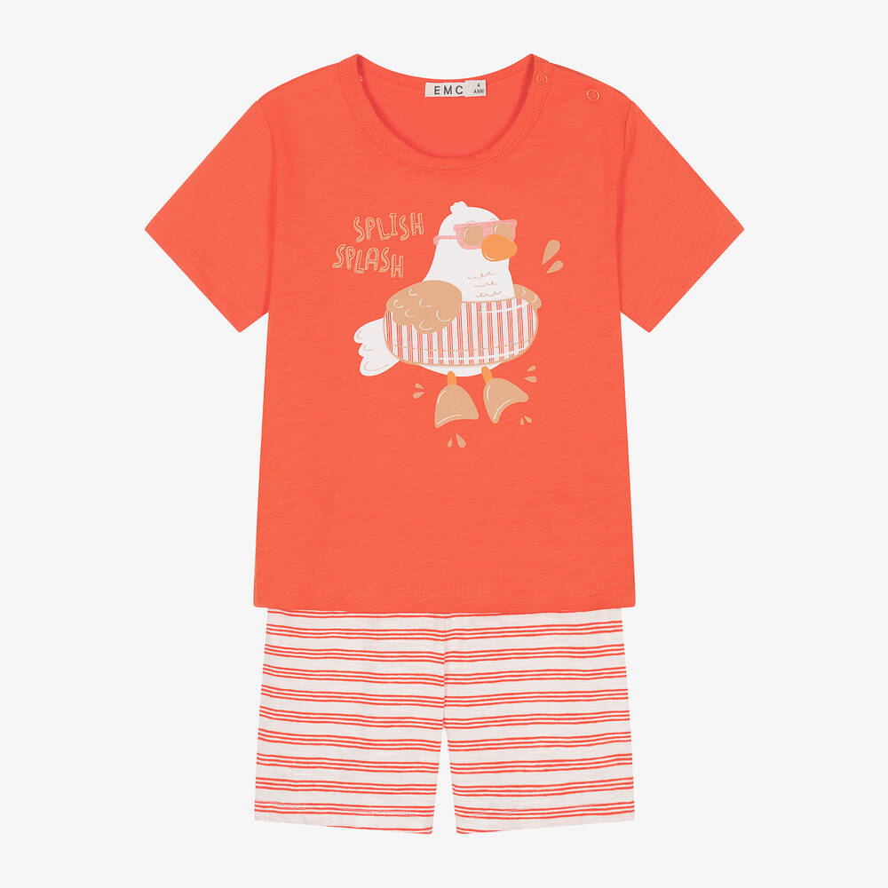 Everything Must Change-Boys Orange & Stripes Cotton Pyjamas | Childrensalon Outlet