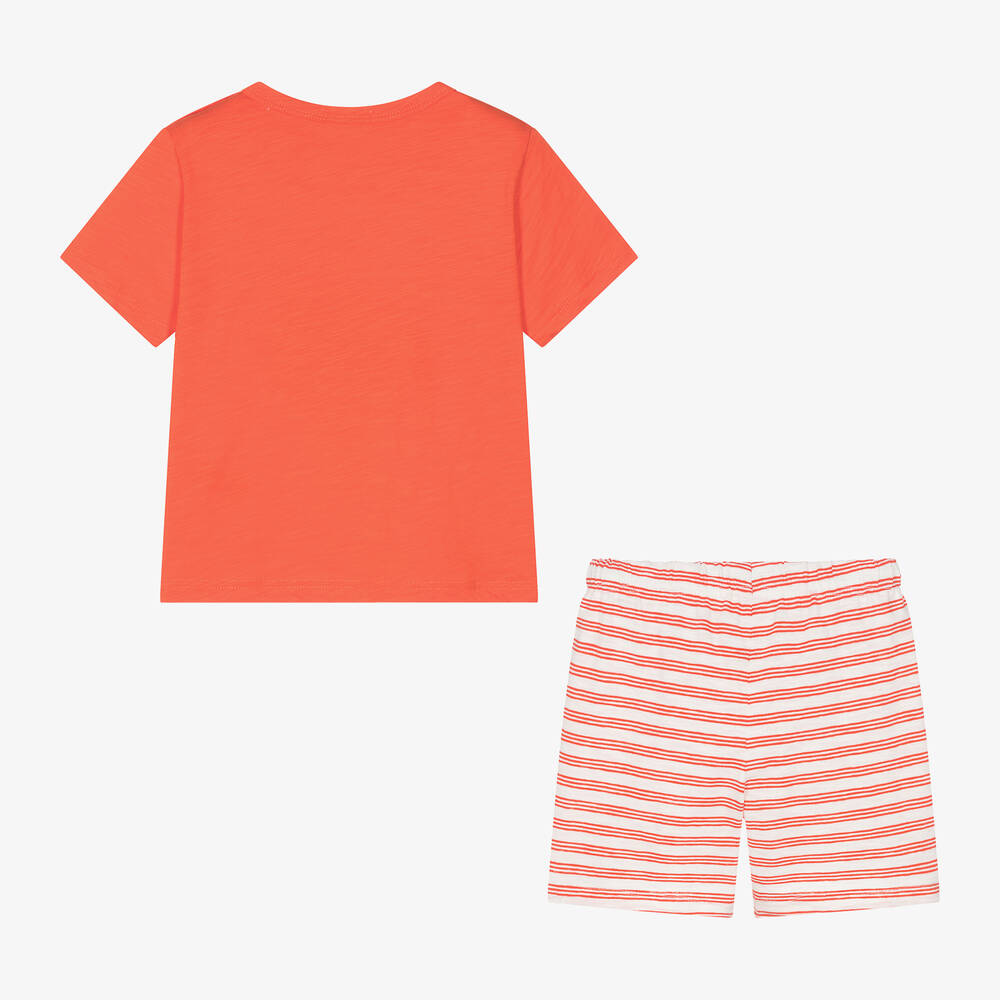 Everything Must Change-Boys Orange & Stripes Cotton Pyjamas | Childrensalon Outlet