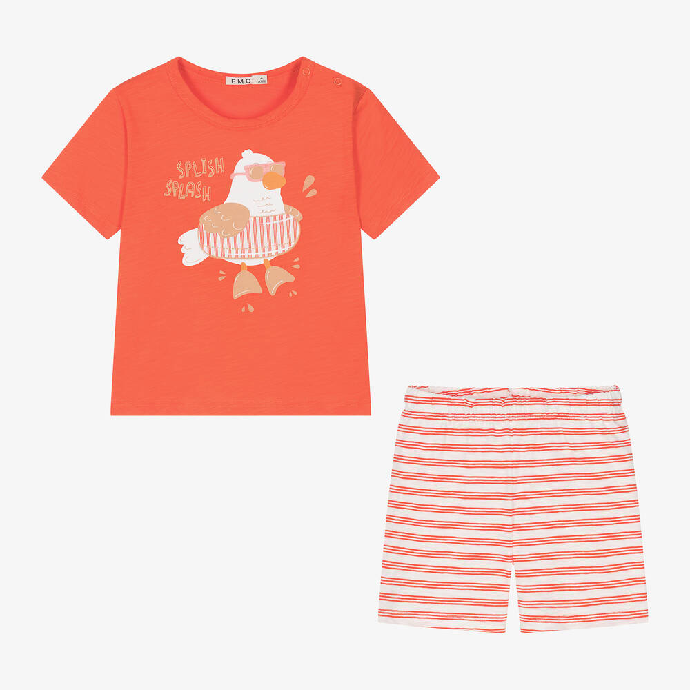 Everything Must Change-Boys Orange & Stripes Cotton Pyjamas | Childrensalon Outlet
