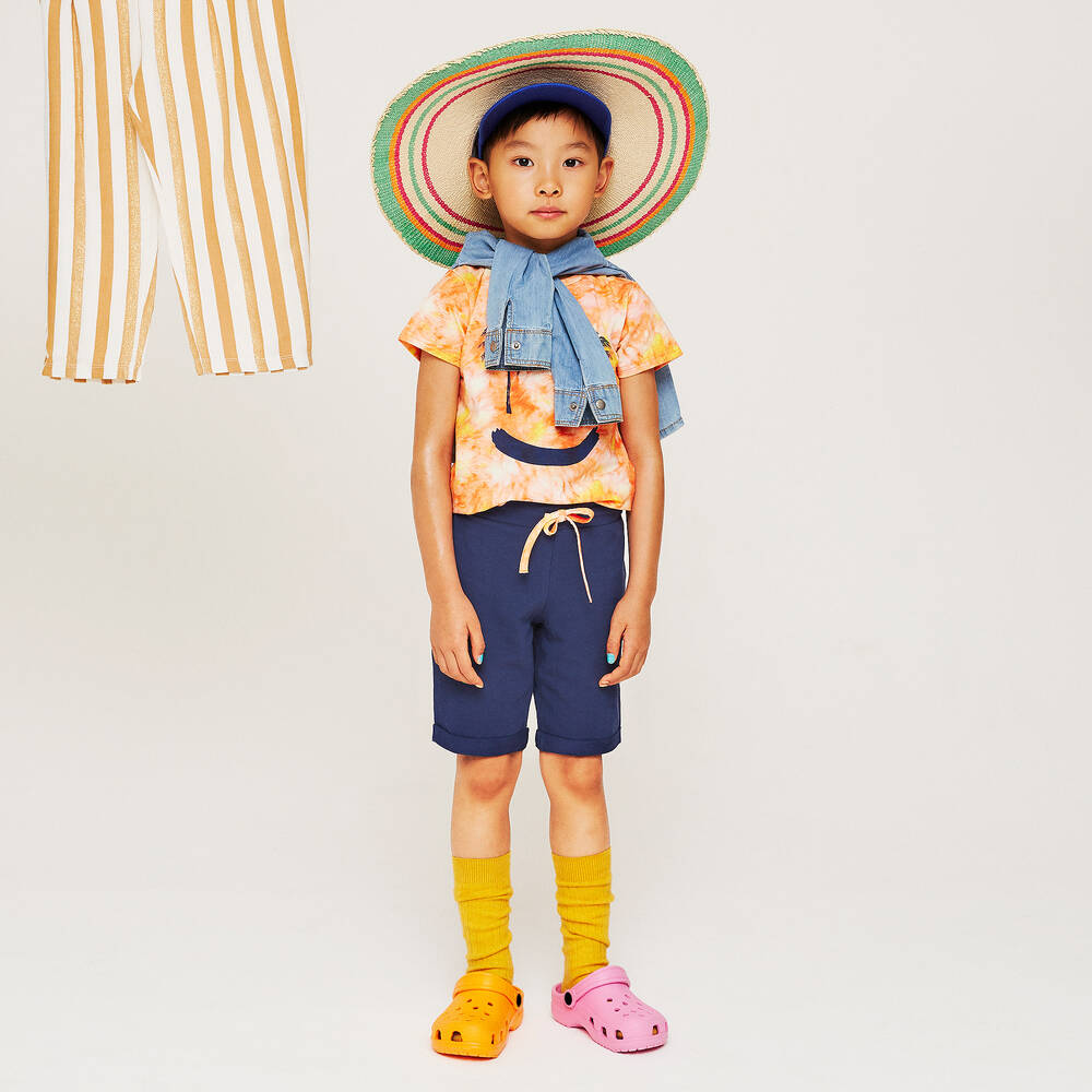 Everything Must Change-Boys Orange Tie-Dye Cotton Shorts Set | Childrensalon Outlet